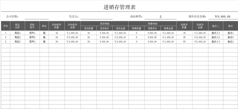通用进销存管理Excel表格 企业商品库存进货销售数据统计台账模板 - 封面预览