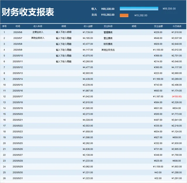 企业月度财务收支统计报表Excel表格 - 封面预览