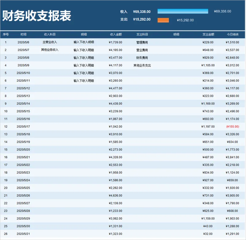 企业月度财务收支统计报表Excel表格 - 封面预览