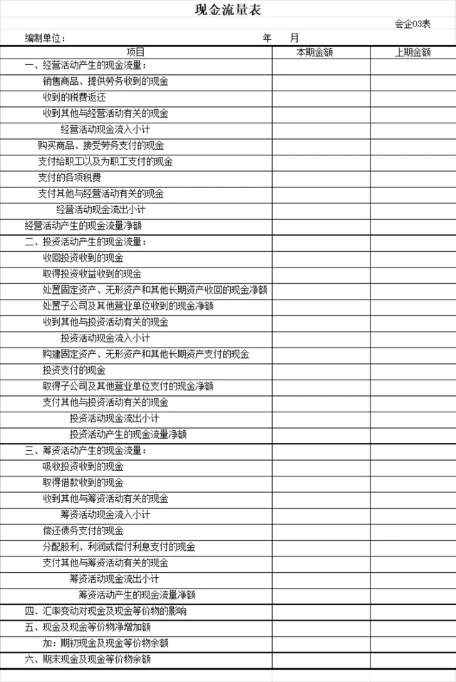 企业标准现金流量表财务记账统计Excel表格 - 封面预览