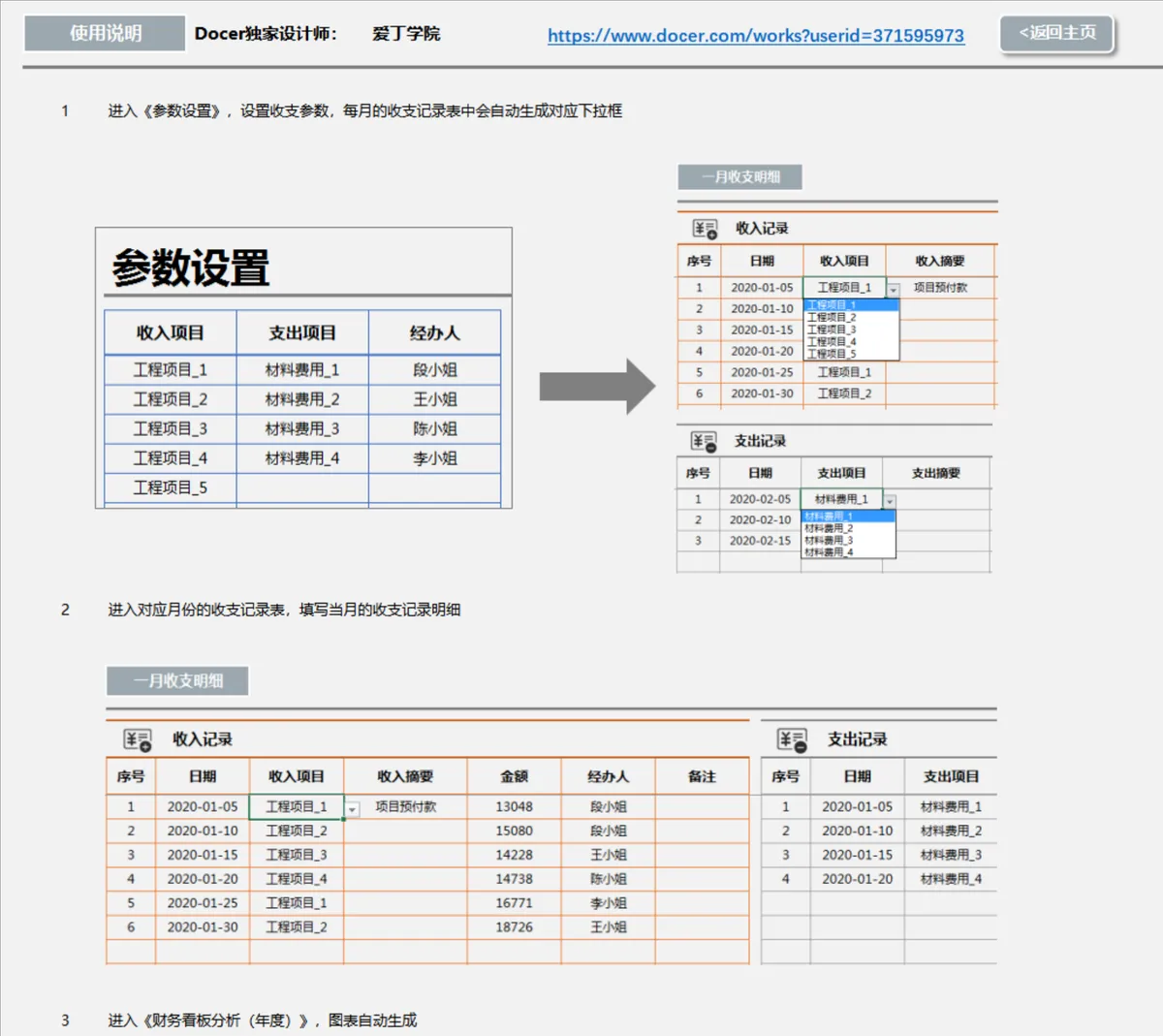 年度收支记账财务看板分析Excel表格 - 第2页