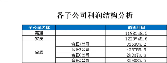 各子公司利润结构分析Excel财务统计表格 - 封面预览