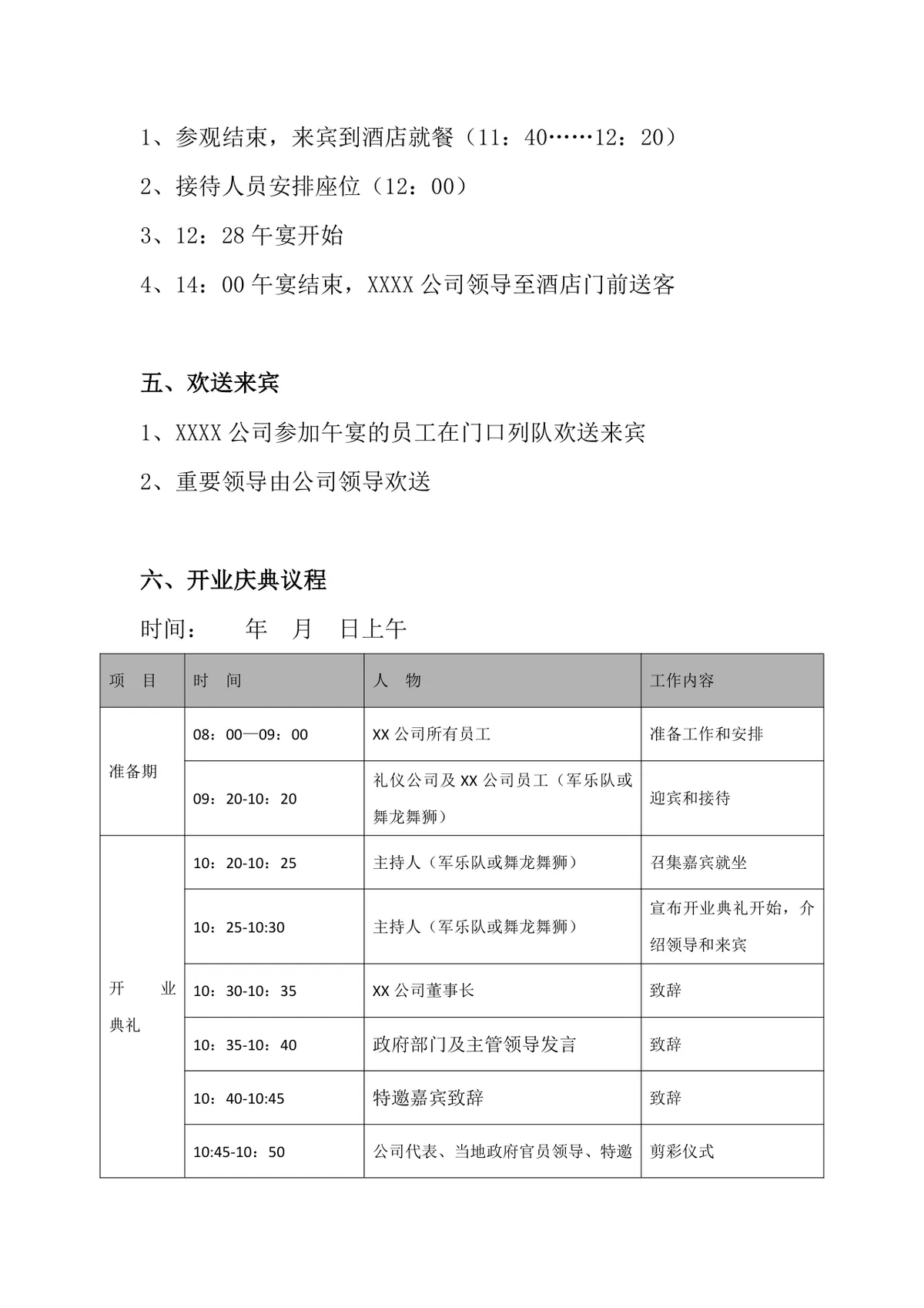 公司开业庆典现场流程规范Word文档模板 - 第5页