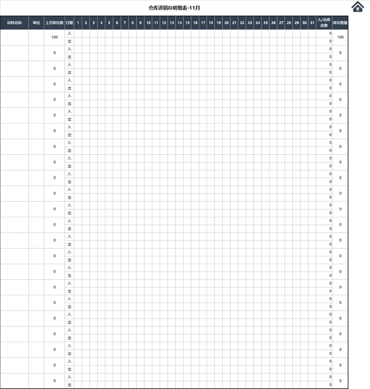 全年进销存系统统计Excel表格 仓库货物出入库库存明细管理表 - 第12页