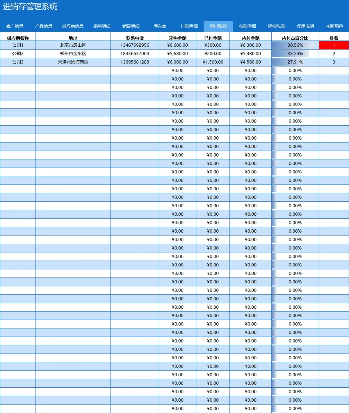 进销存管理系统Excel表格 含客户产品供应商信息采购销售库存账款管理 - 第9页