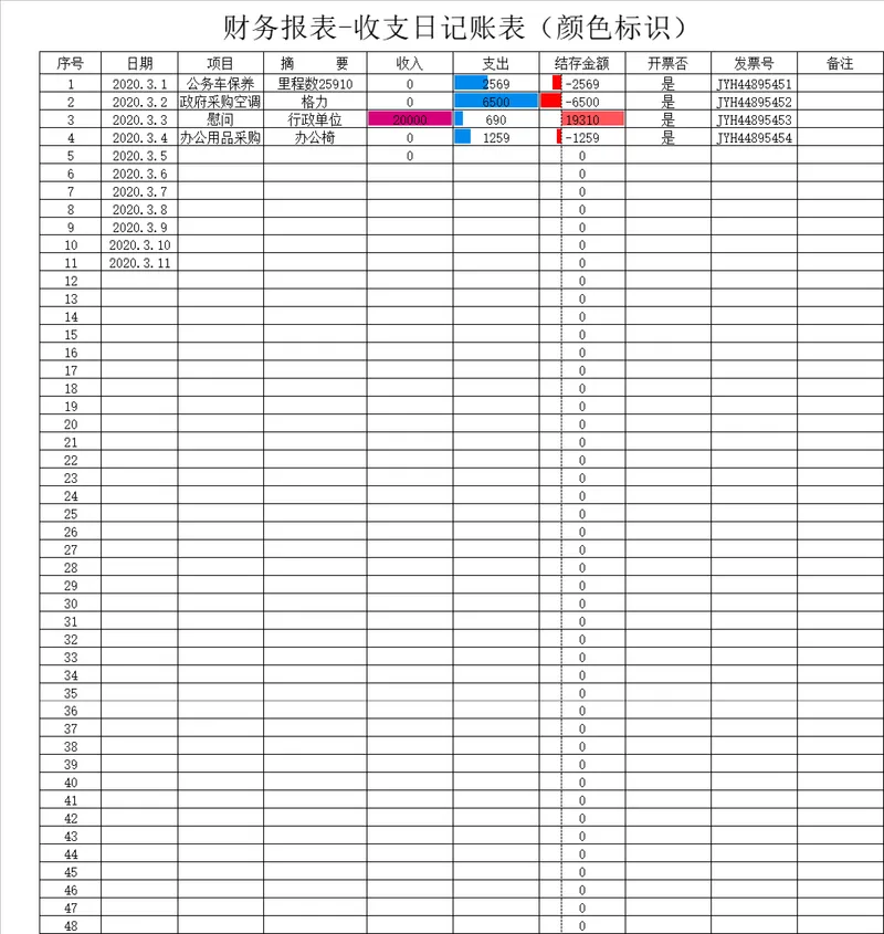 带颜色标识财务收支日记账Excel表格 企业日常资金流水登记管理模板 - 封面预览