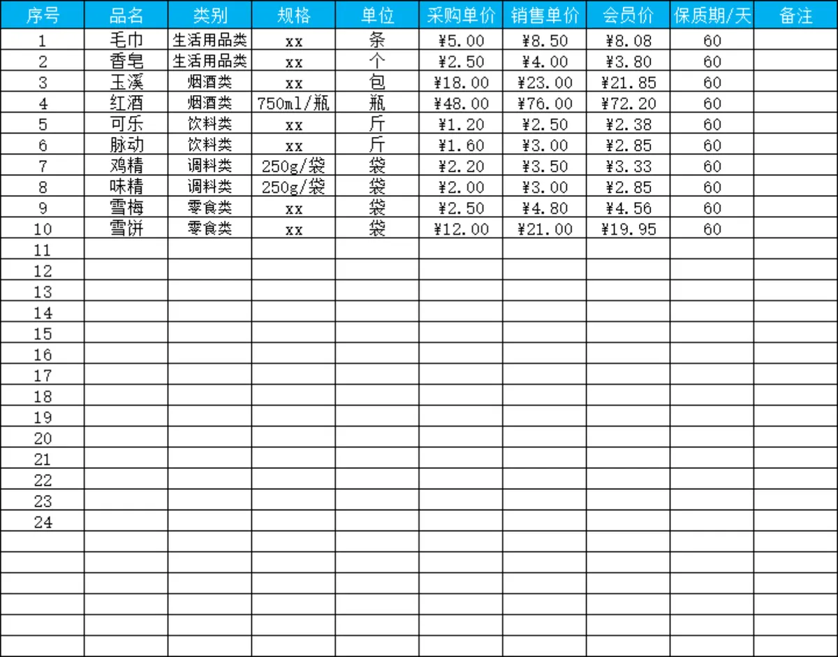 超市进销存管理供应商信息登记Excel表格 - 第3页