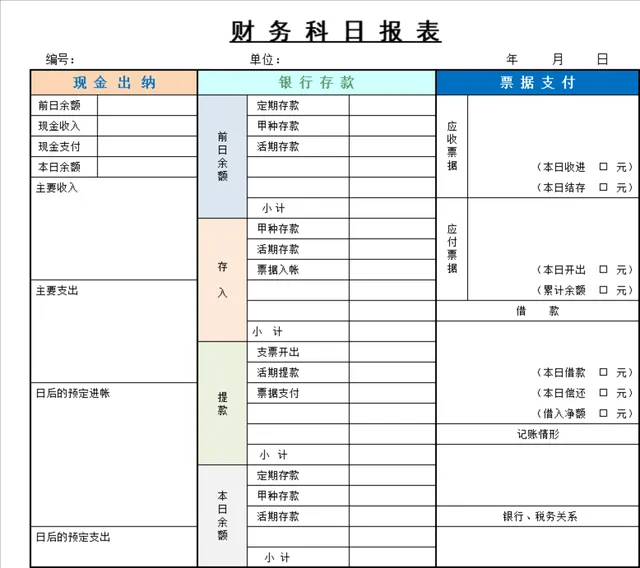 财务科日常资金收支核算日报表Excel表格 - 封面预览