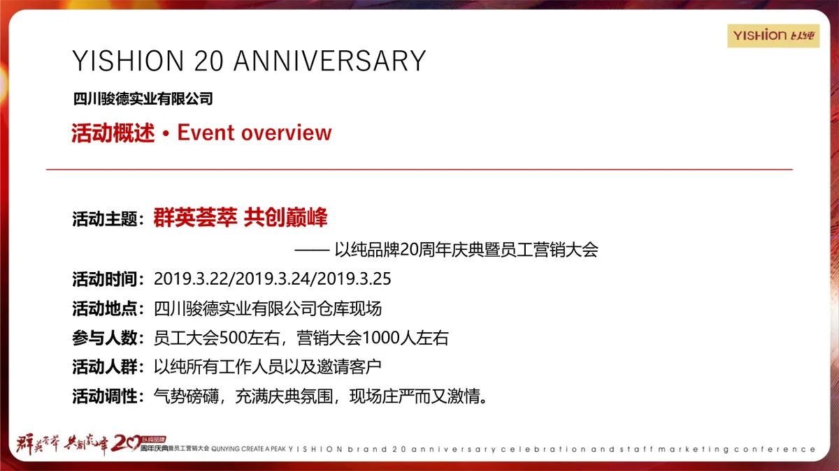以纯品牌周年庆典暨员工营销大会活动策划方案PPT模板 - 第4页