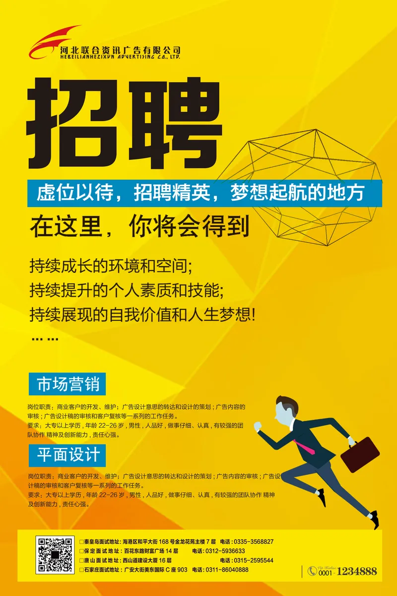 黄色商务风企业招聘精英人才宣传PSD海报模板 - 封面预览