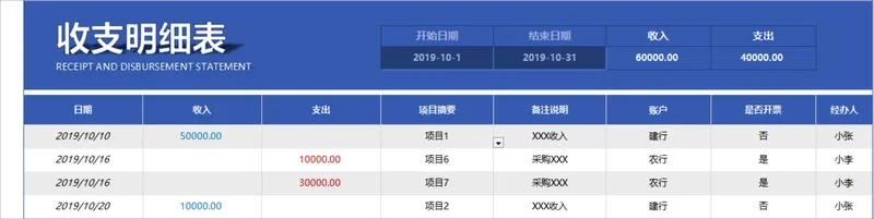 企业日常收支明细登记统计Excel表格 - 封面预览
