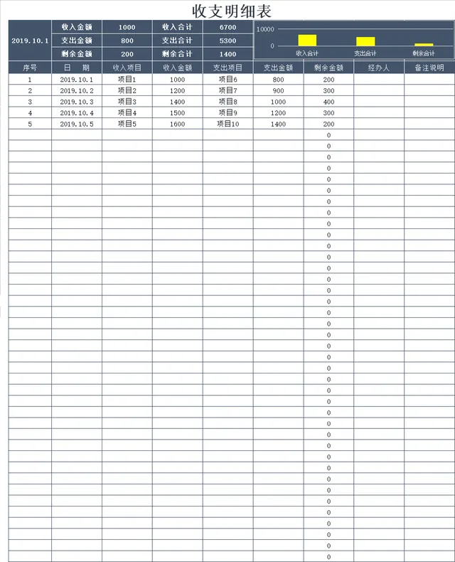 日常收支明细登记统计Excel表格 - 封面预览