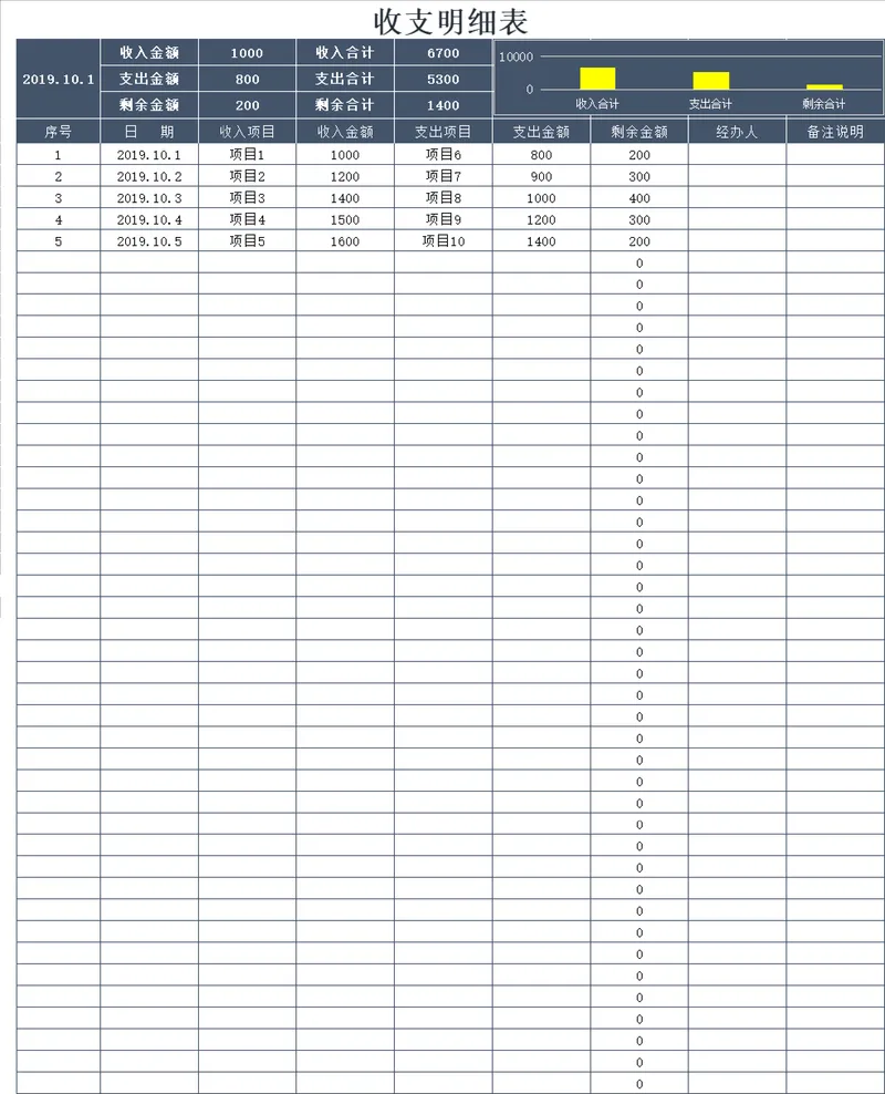 日常收支明细登记统计Excel表格 - 封面预览