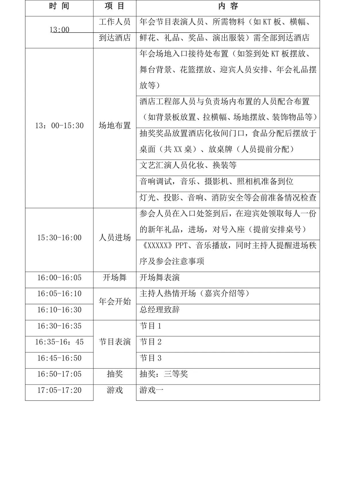 新春团拜晚会年会策划方案Word文档 企业春节年会活动执行规划模板 - 第6页
