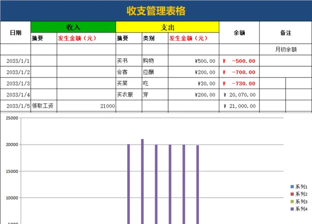 日常收支管理Excel表格 带可视化统计图表 个人家庭财务记账通用模板 - 封面预览