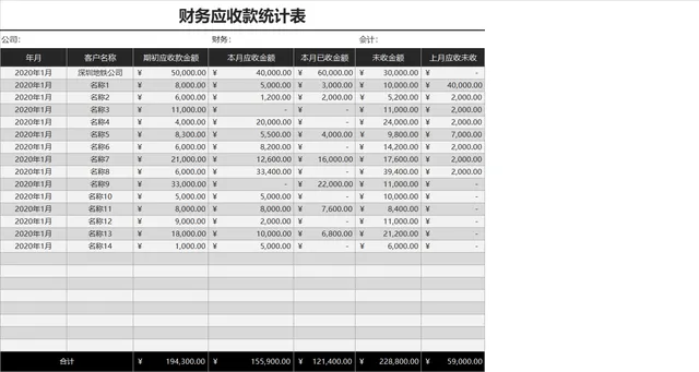 企业财务应收款统计明细Excel表格 - 封面预览