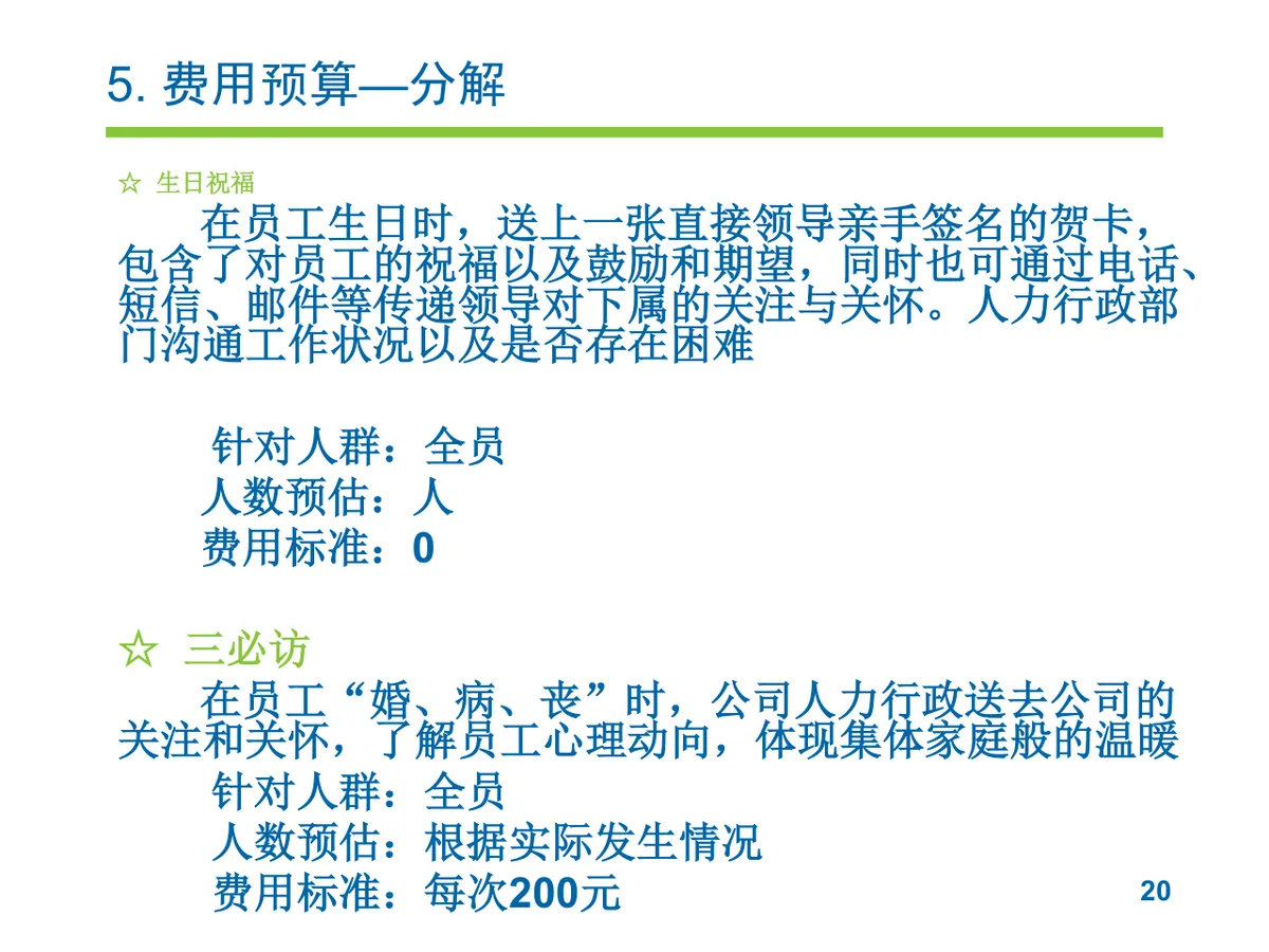 员工关怀实施方案企业人力行政工作规划PPT模板 - 第20页
