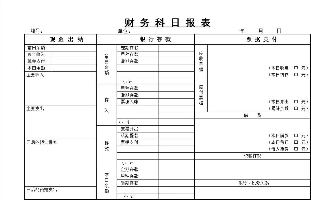 财务科日常资金流水统计日报表Excel表格 - 第1页
