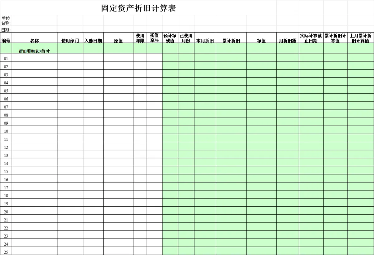 企业固定资产折旧汇总与计算管理Excel财务表格 - 第4页
