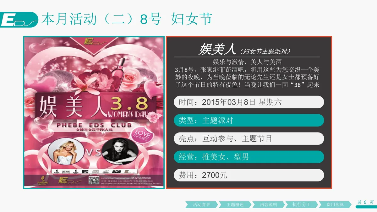 宙斯集团菲芘酒吧3月份活动汇报PPT模板 - 第6页