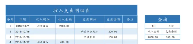 通用收入支出明细统计查询Excel财务表格 - 封面预览