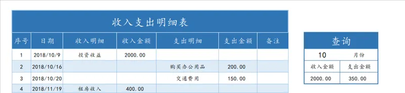 通用收入支出明细统计查询Excel财务表格 - 封面预览