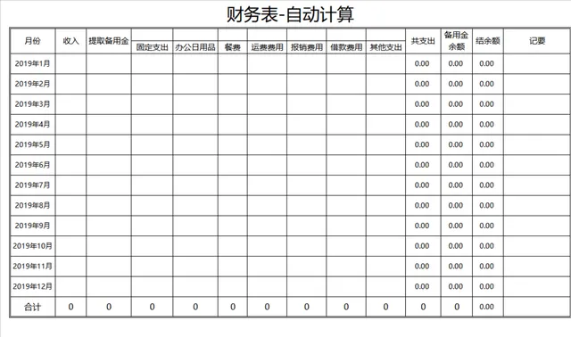年度月度收支自动计算财务统计Excel表格 - 封面预览