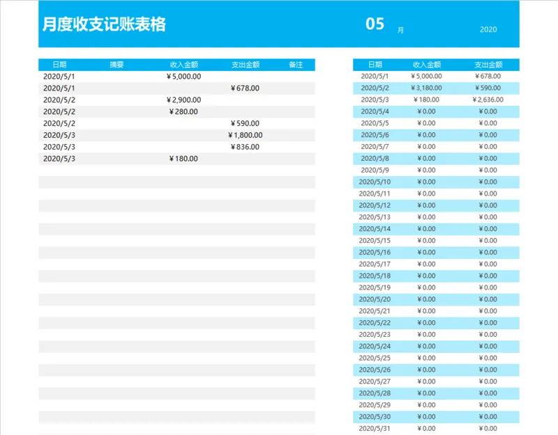 月度收支记账Excel表格 企业个人日常收支流水登记财务管理模板 - 封面预览