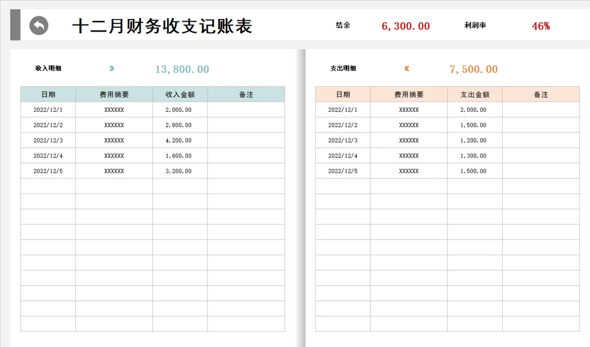 全年财务收支管理系统Excel记账表格 企业日常财务记账统计分析工具 - 第13页