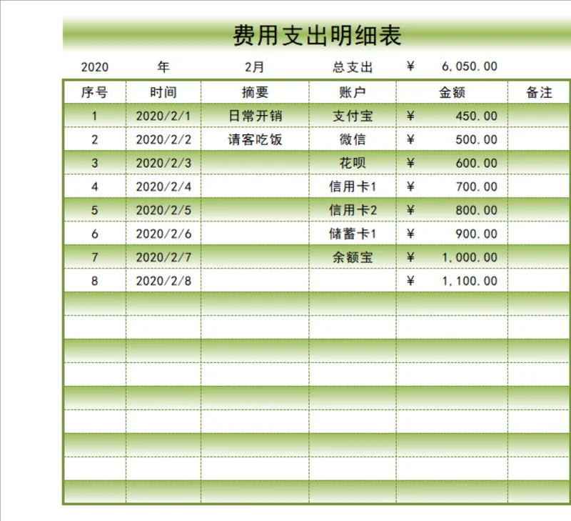 月度费用支出明细登记统计Excel表格 - 封面预览