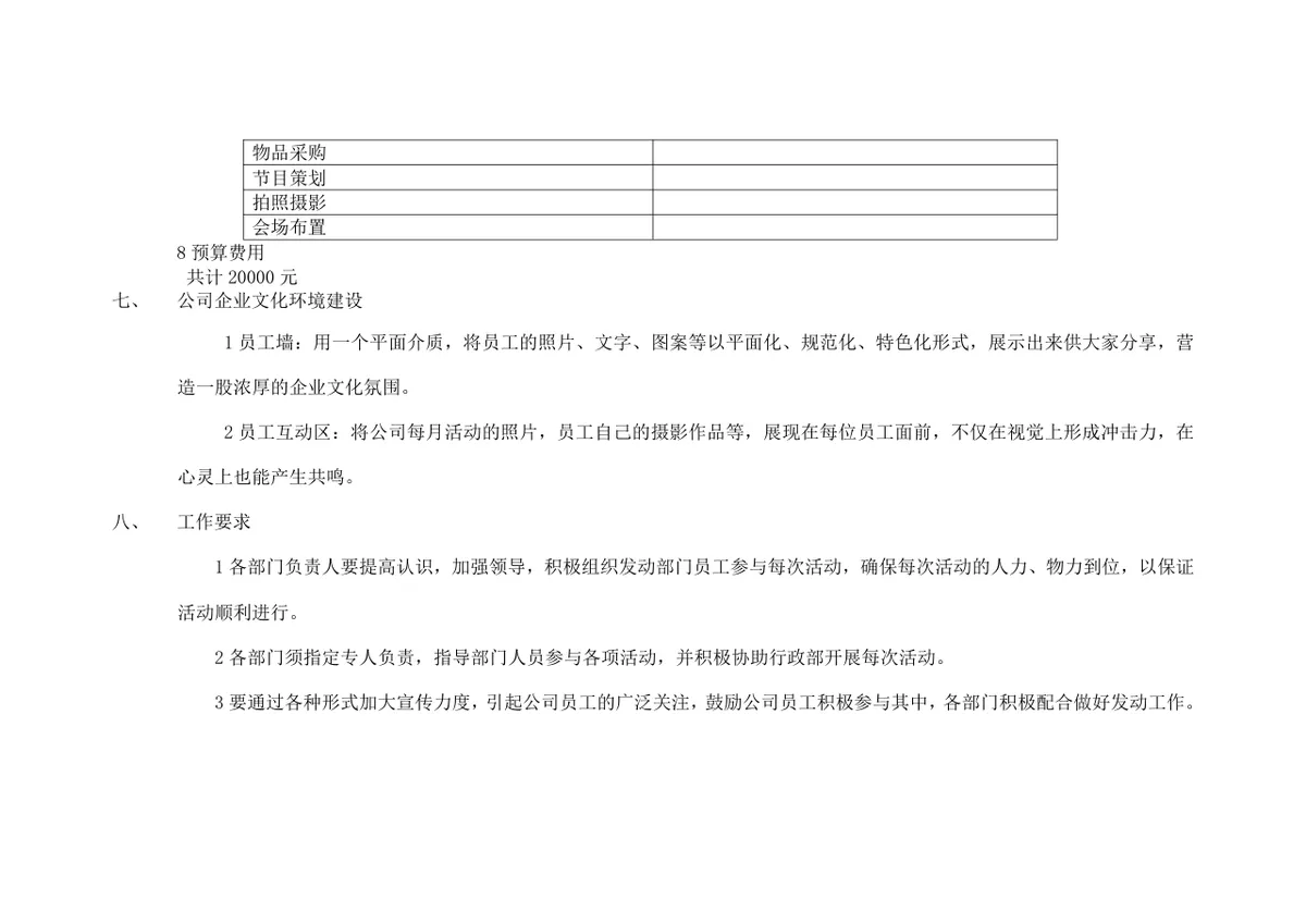 企业文化年度活动方案Word文档 含全年月度活动计划预算与执行细则 - 第8页