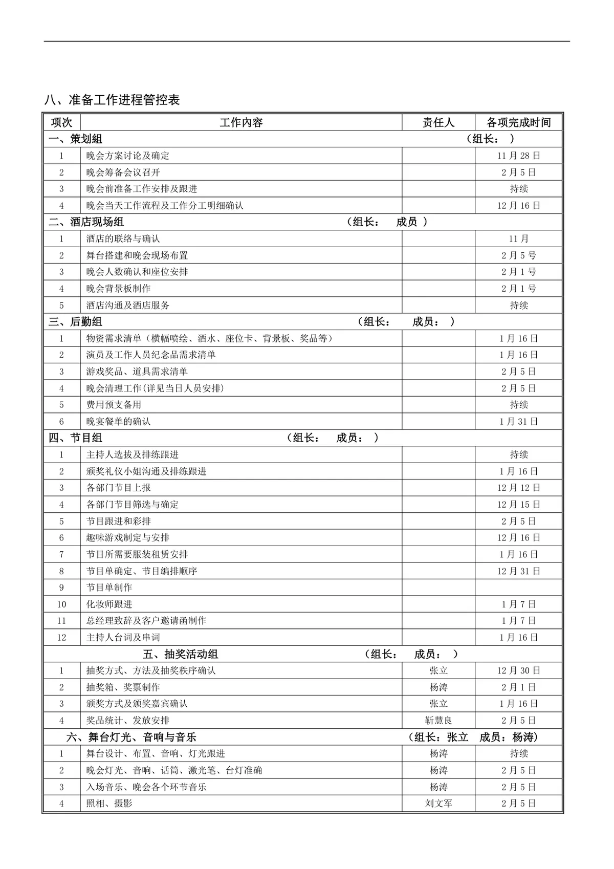公司元宵晚会完整策划方案Word模板 含人员安排奖品设置明细 - 第3页