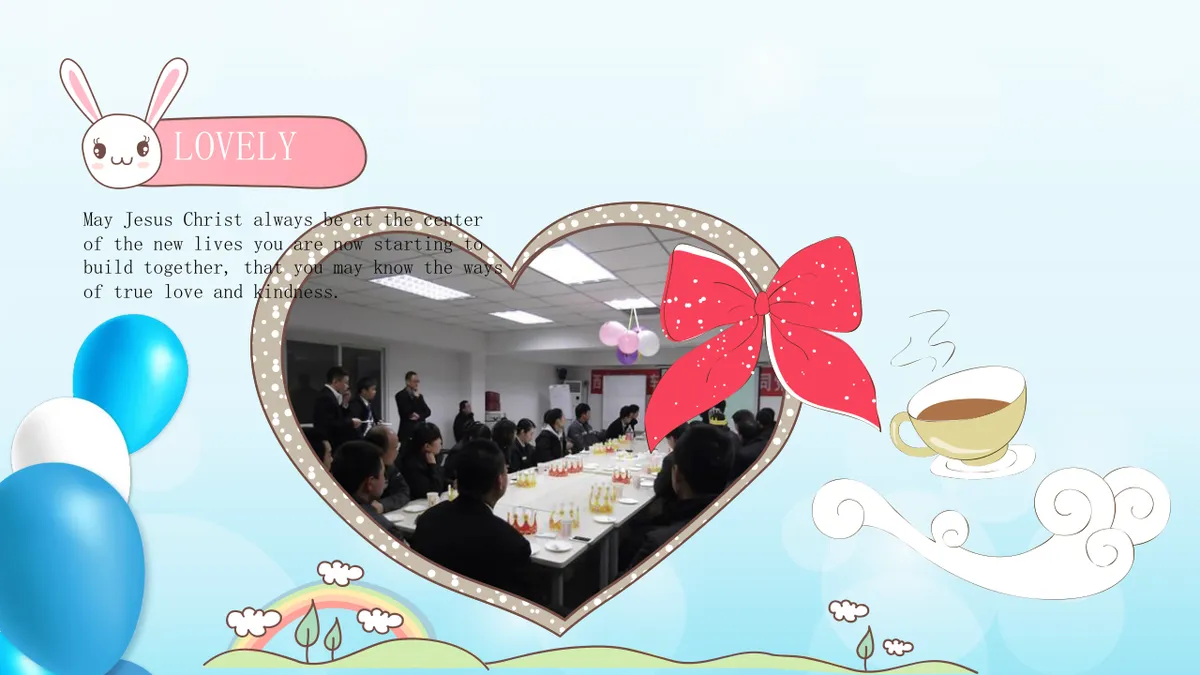 蓝色清新企业员工生日会活动相册PPT模板 - 第13页