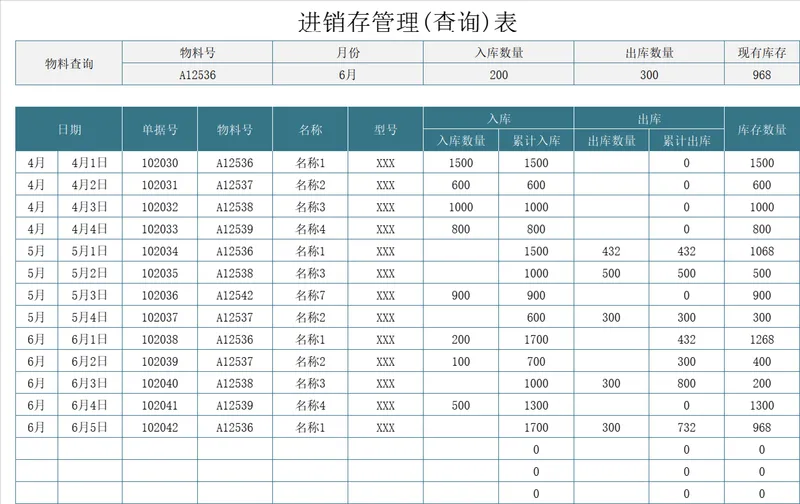 进销存管理查询Excel表格 企业物料出入库库存统计管理表 - 封面预览