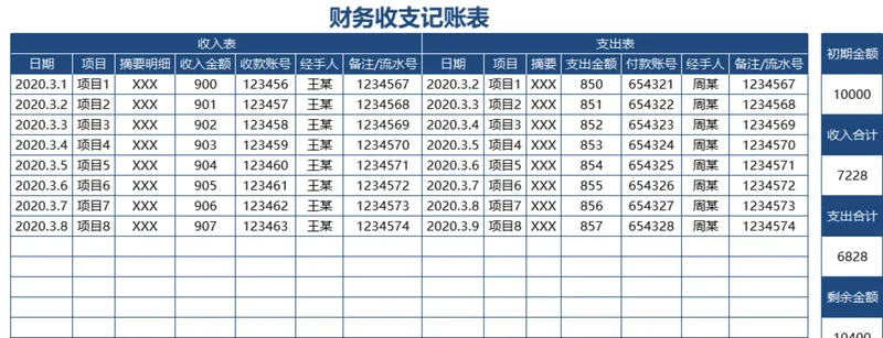通用财务收支记账明细统计Excel表格 - 封面预览