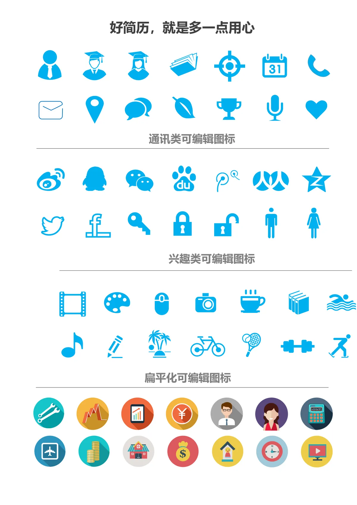蓝色简约文案策划求职简历附简历制作注意事项Word文档 - 第3页