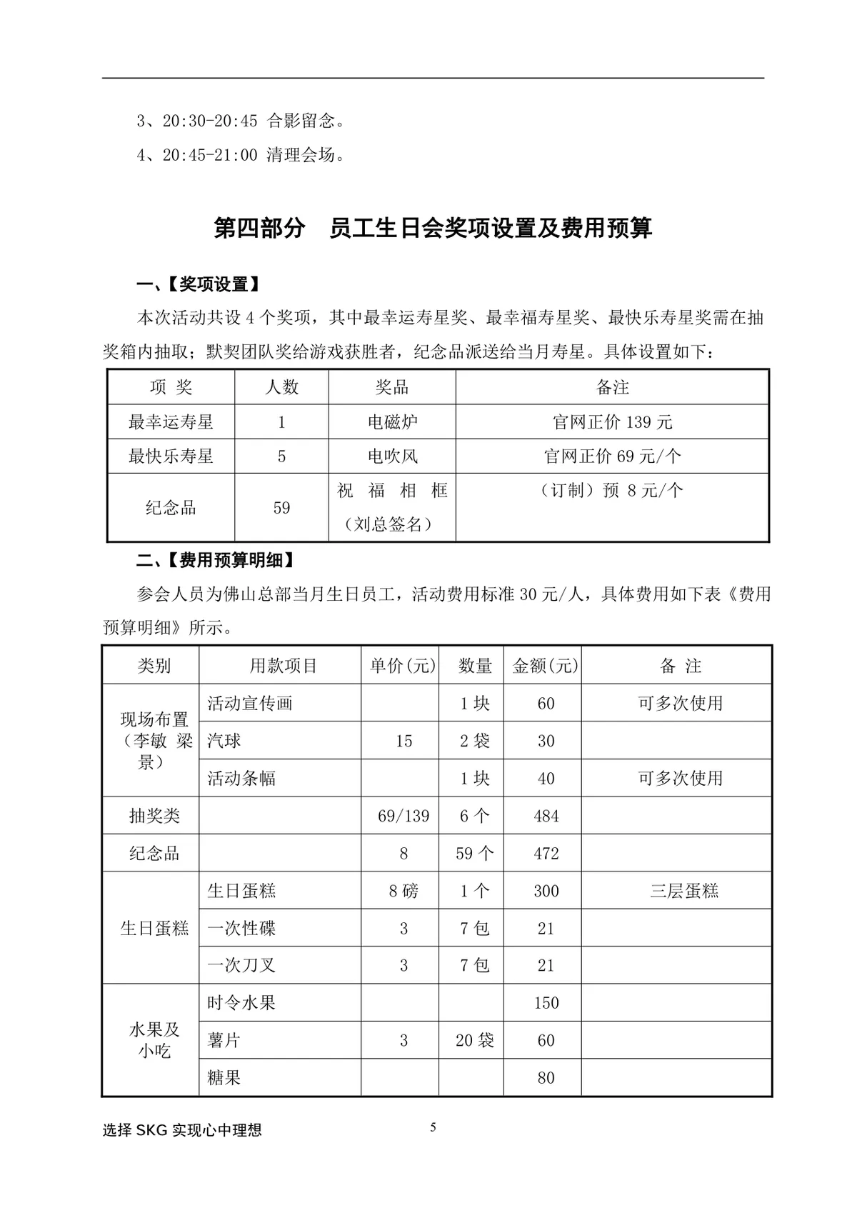 快乐分享感恩同行企业员工生日会活动方案Word文档模板 - 第5页