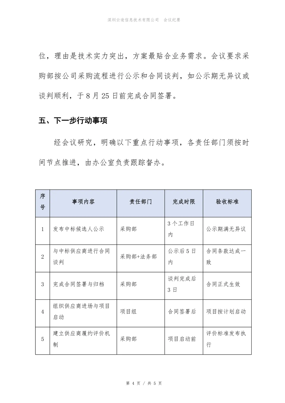 CRM系统实施项目供应商评估会议纪要Word文档模板 - 第4页