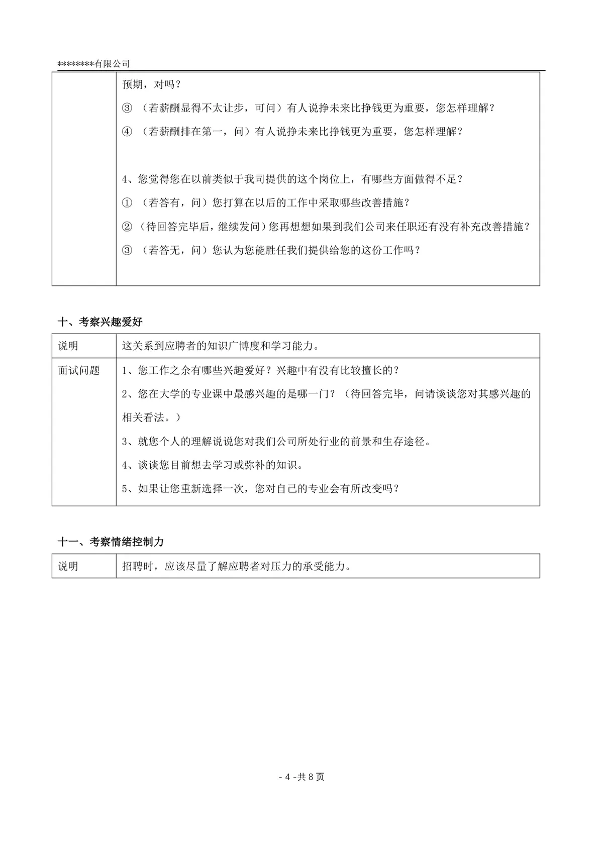 多角度的面试提问清单企业招聘面试官实用参考Word文档 - 第4页