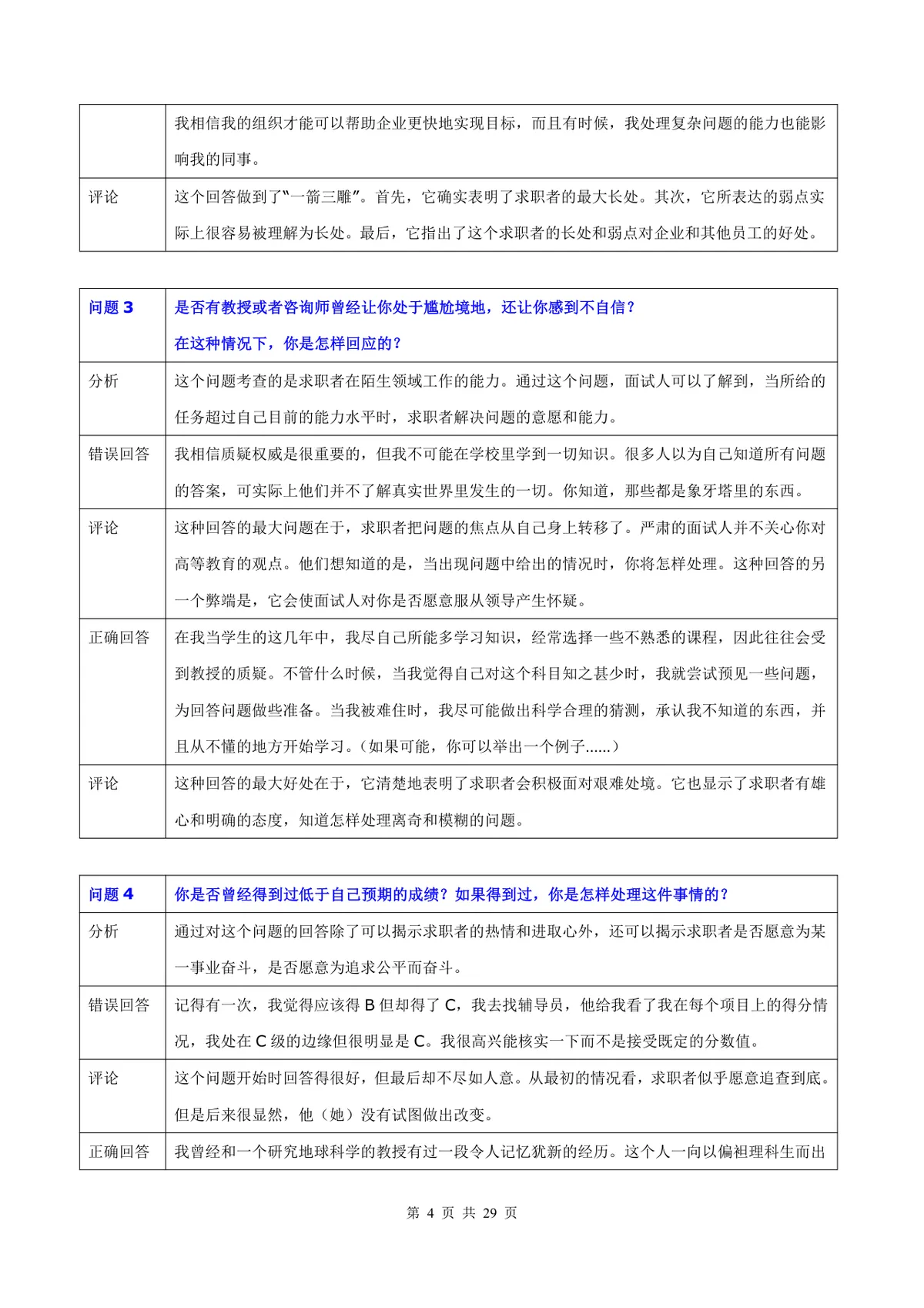 50道常用面试题目及专业回答点评Word文档 - 第4页