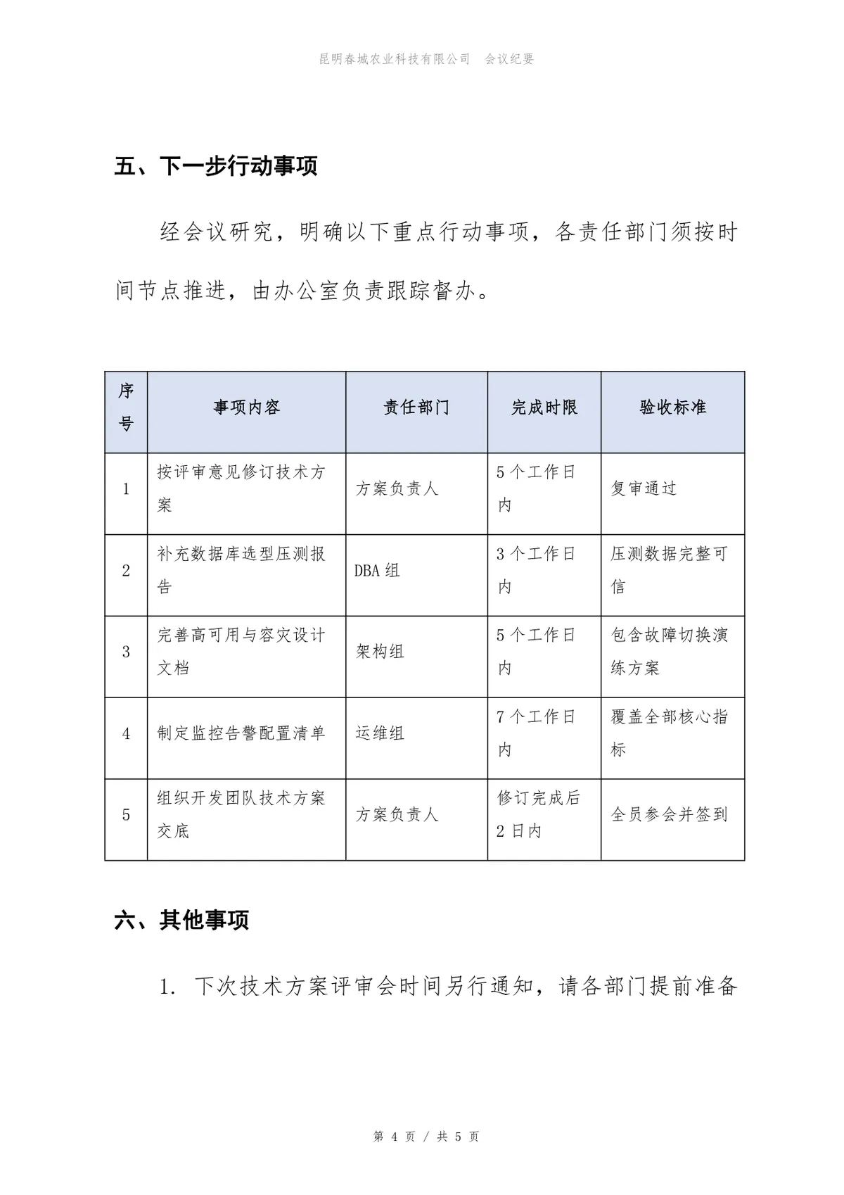 库存管理系统技术方案评审会会议纪要Word文档模板 - 第4页