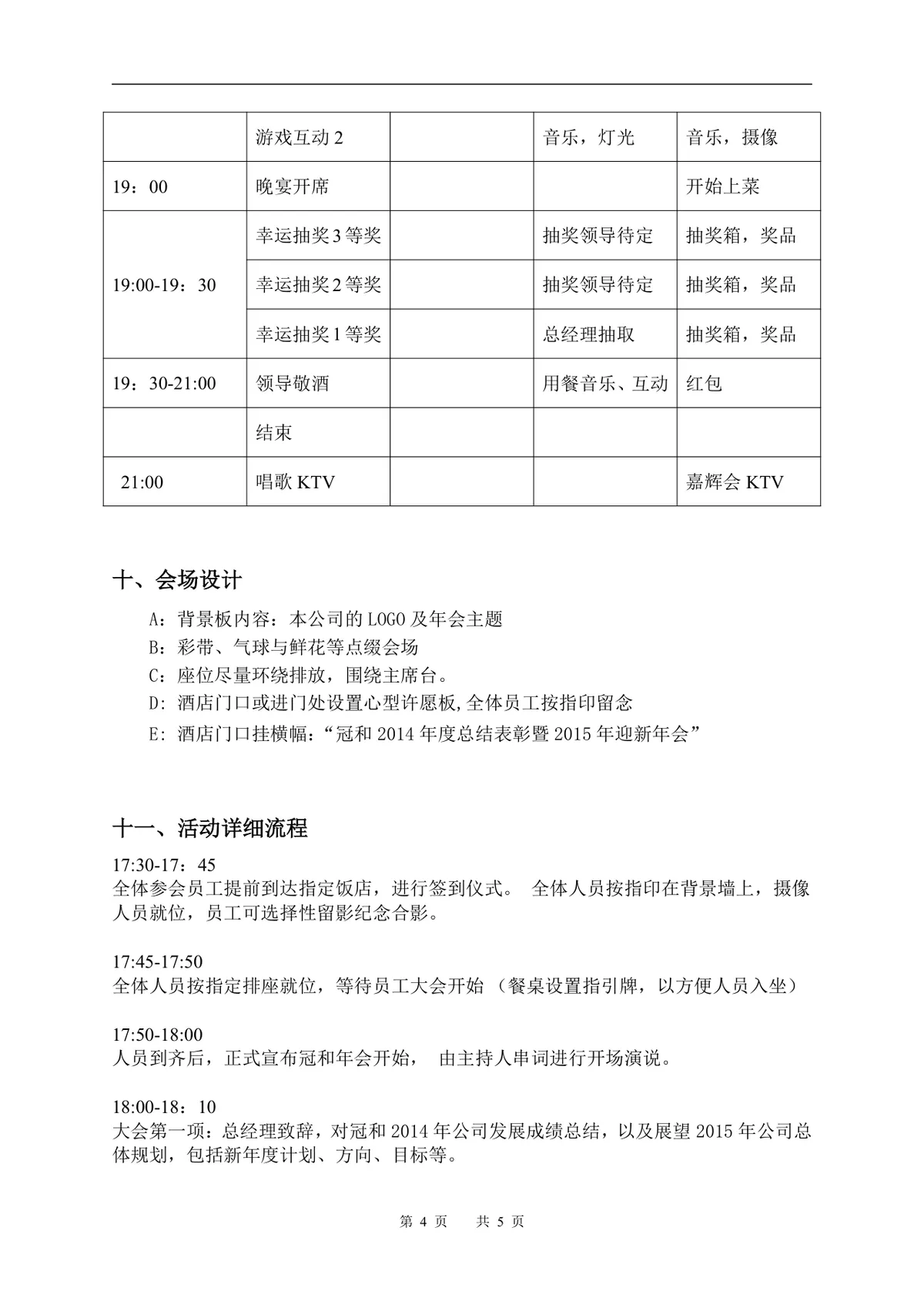 企业公司年度总结表彰暨迎新年会策划方案初稿Word文档 - 第4页