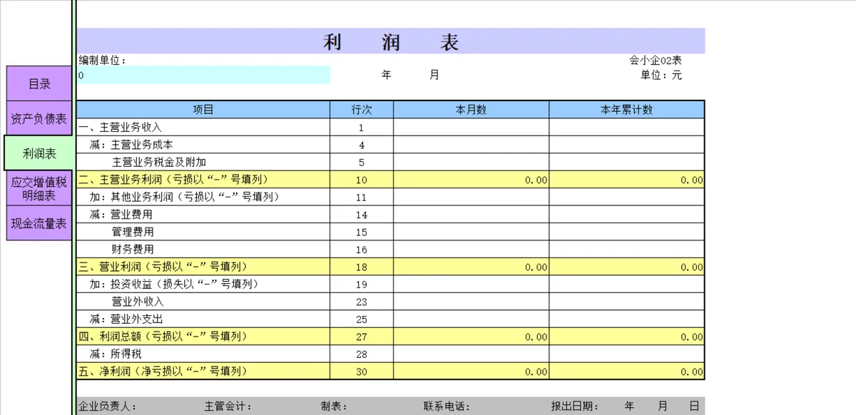 小企业会计准则全套会计报表Excel表格 含资产负债表现金流量表利润表 - 第3页