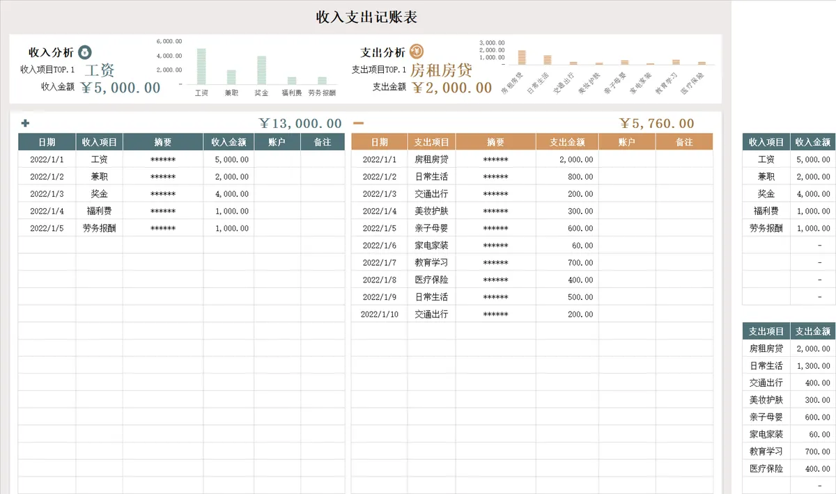 全年收支记账管理系统Excel表格 企业个人财务收支统计记账模板 - 第11页