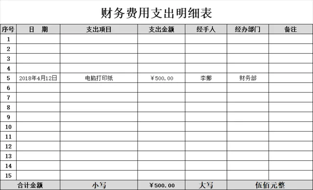 企业财务费用支出明细登记统计Excel表格 - 封面预览