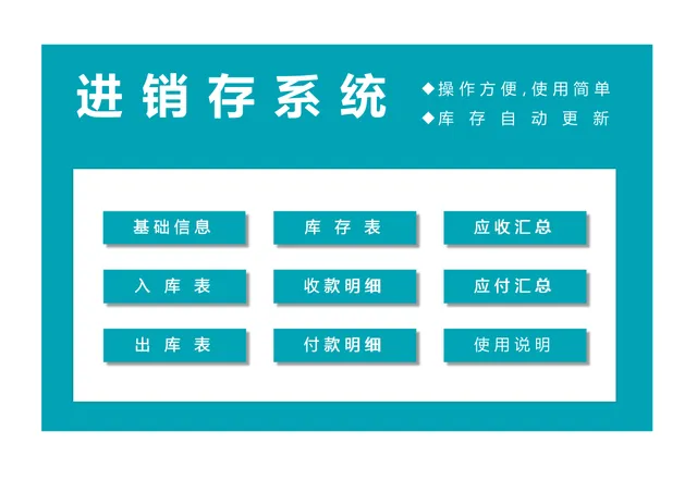 全自动进销存管理系统Excel表格 含库存出入库应收应付自动统计功能 - 封面预览