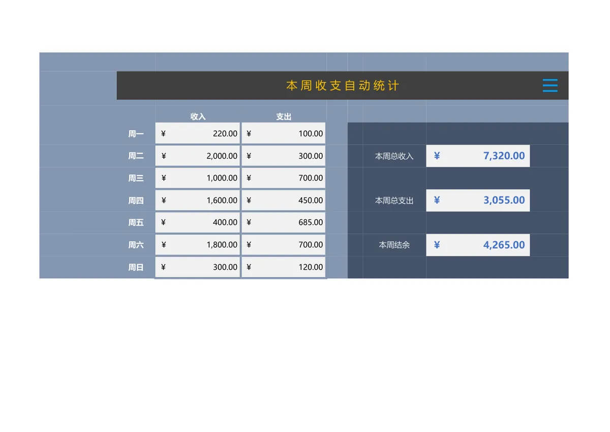 周收支统计报表Excel表格 企业个人财务收支明细记录统计工具 - 第3页
