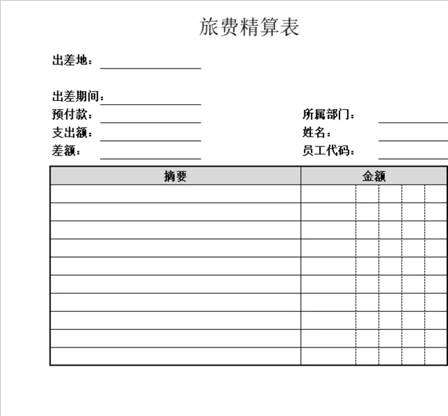 企业员工出差旅费精算统计Excel表格 - 封面预览