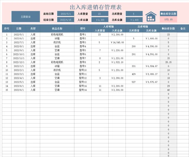 出入库进销存管理Excel表格 商品库存出入库明细统计台账模板 - 封面预览