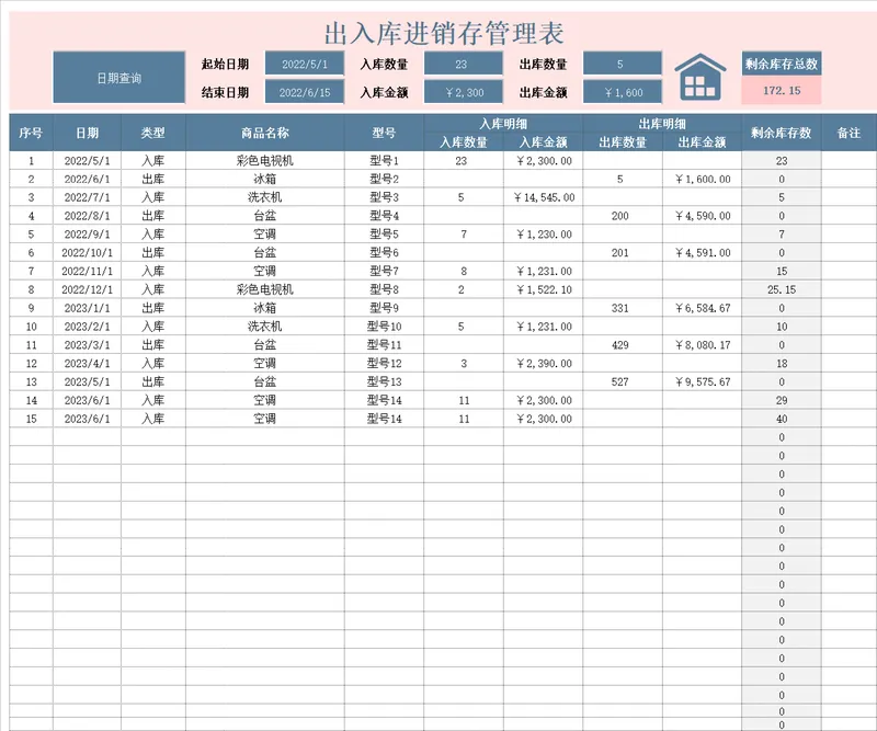 出入库进销存管理Excel表格 商品库存出入库明细统计台账模板 - 封面预览